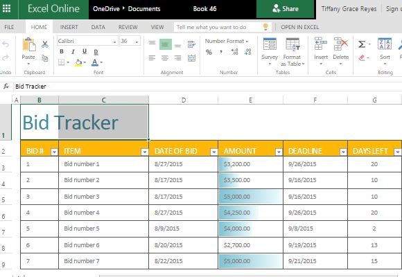 online excel templates for mac