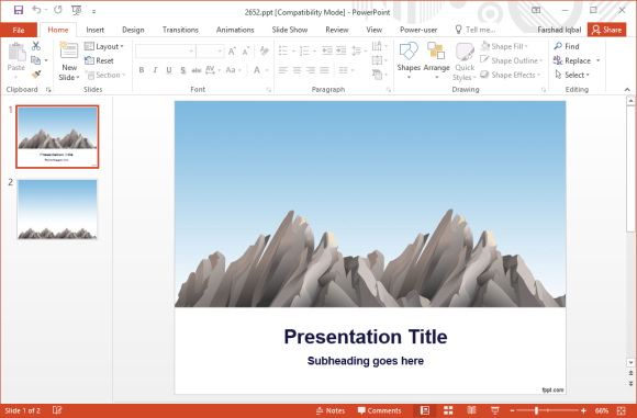 microsoft blue mountain theme for powerpoint 2003