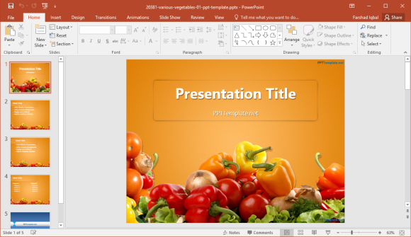 Free vegetables template for powerpoint