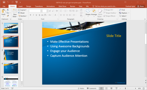 free war jet powerpoint template