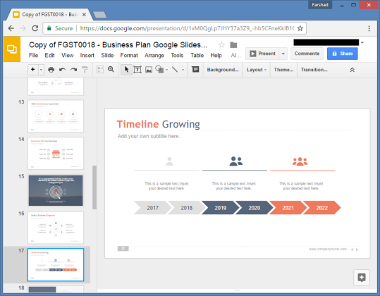 google slides timeline