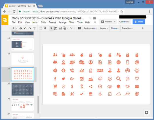 icon set for google slides