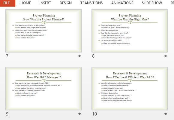 Project Post Mortem Presentation Template for PowerPoint