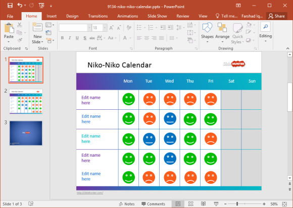 niko-niko-mood-calendar- powerpoint-template
