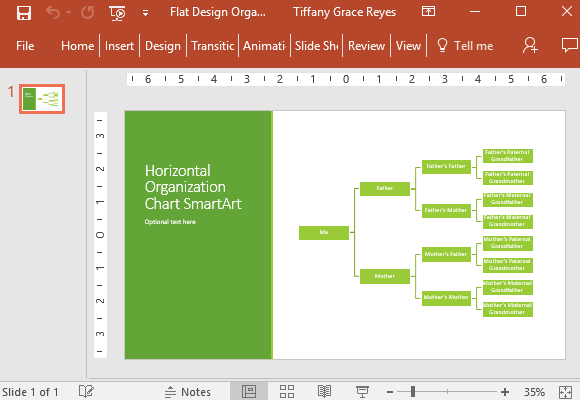 flat design organizational chart for PowerPoint