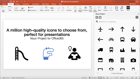 the noun project powerpoint add-in