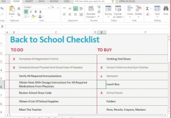 School Checklist Template for Excel Online