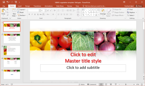 Vegetables template for powerpoint