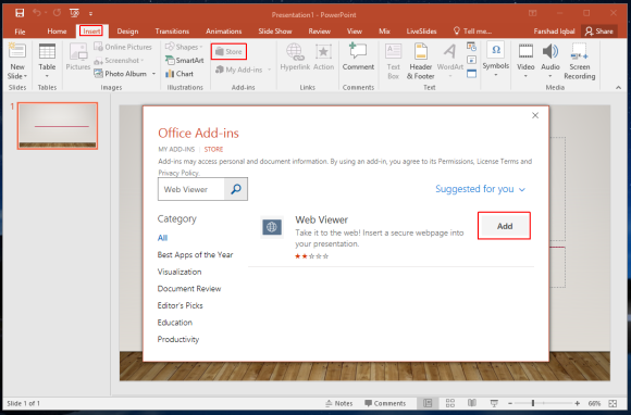 embed web page in powerpoint